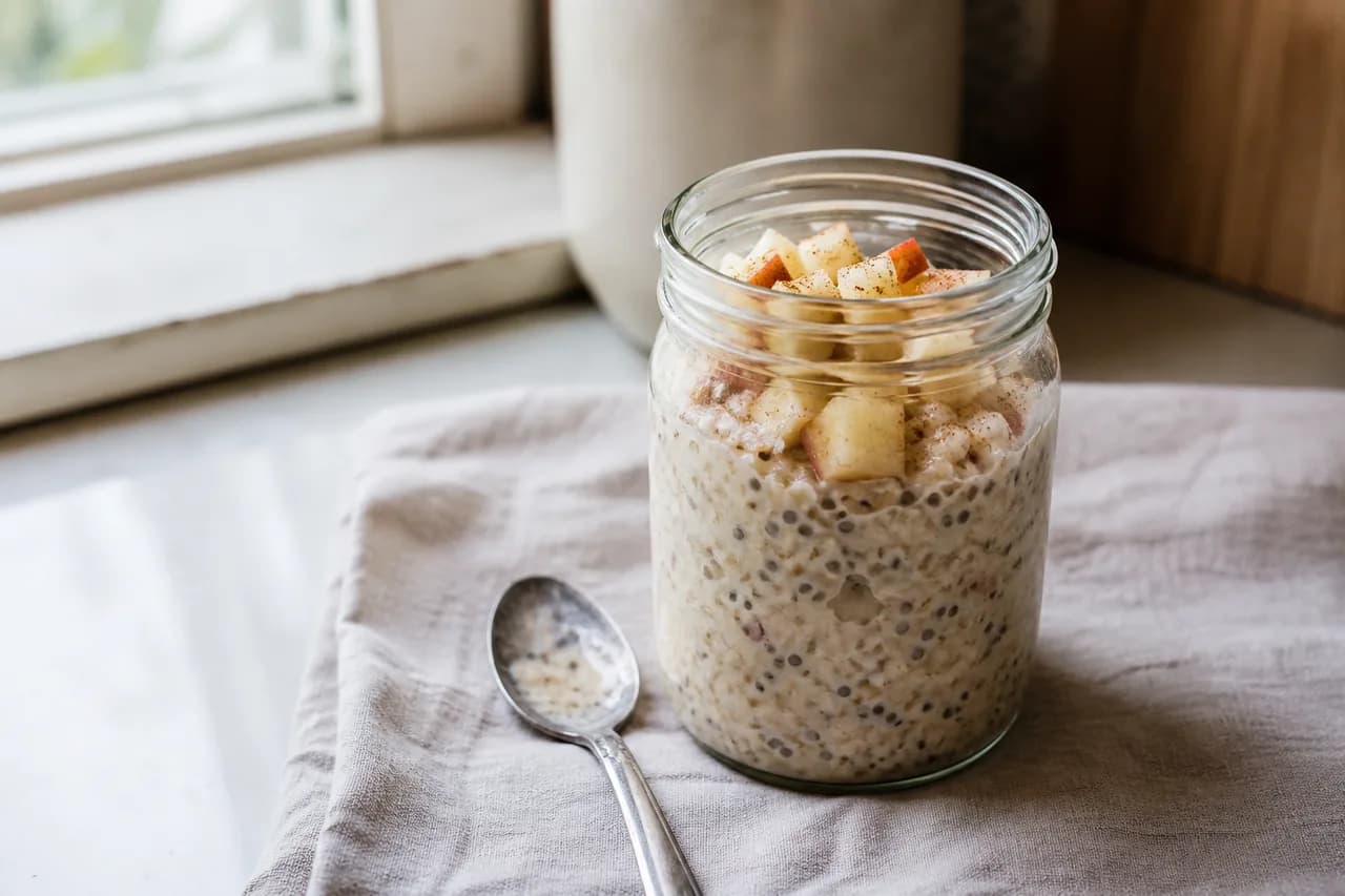 Presentación de Avena nocturna de manzana y canela