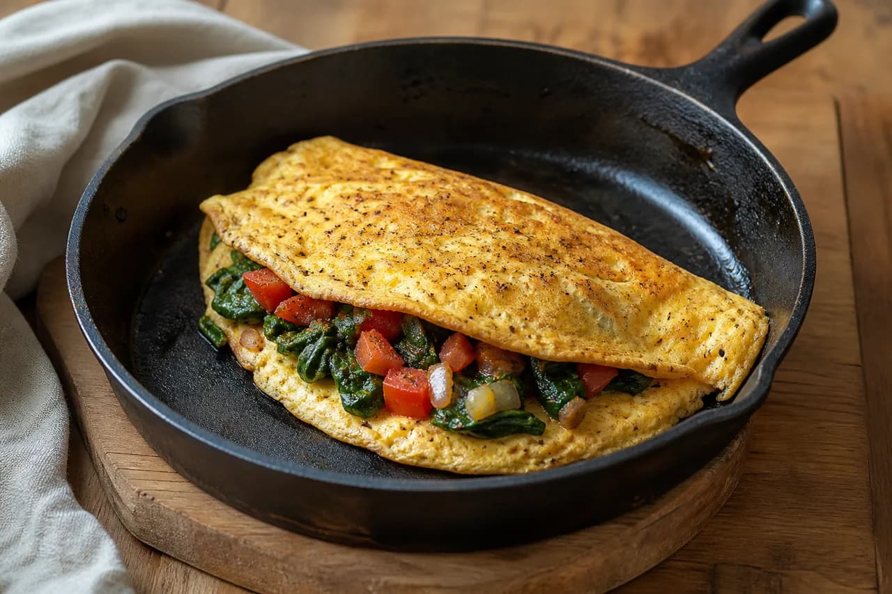 Presentación de Tortilla de espinaca y tomate