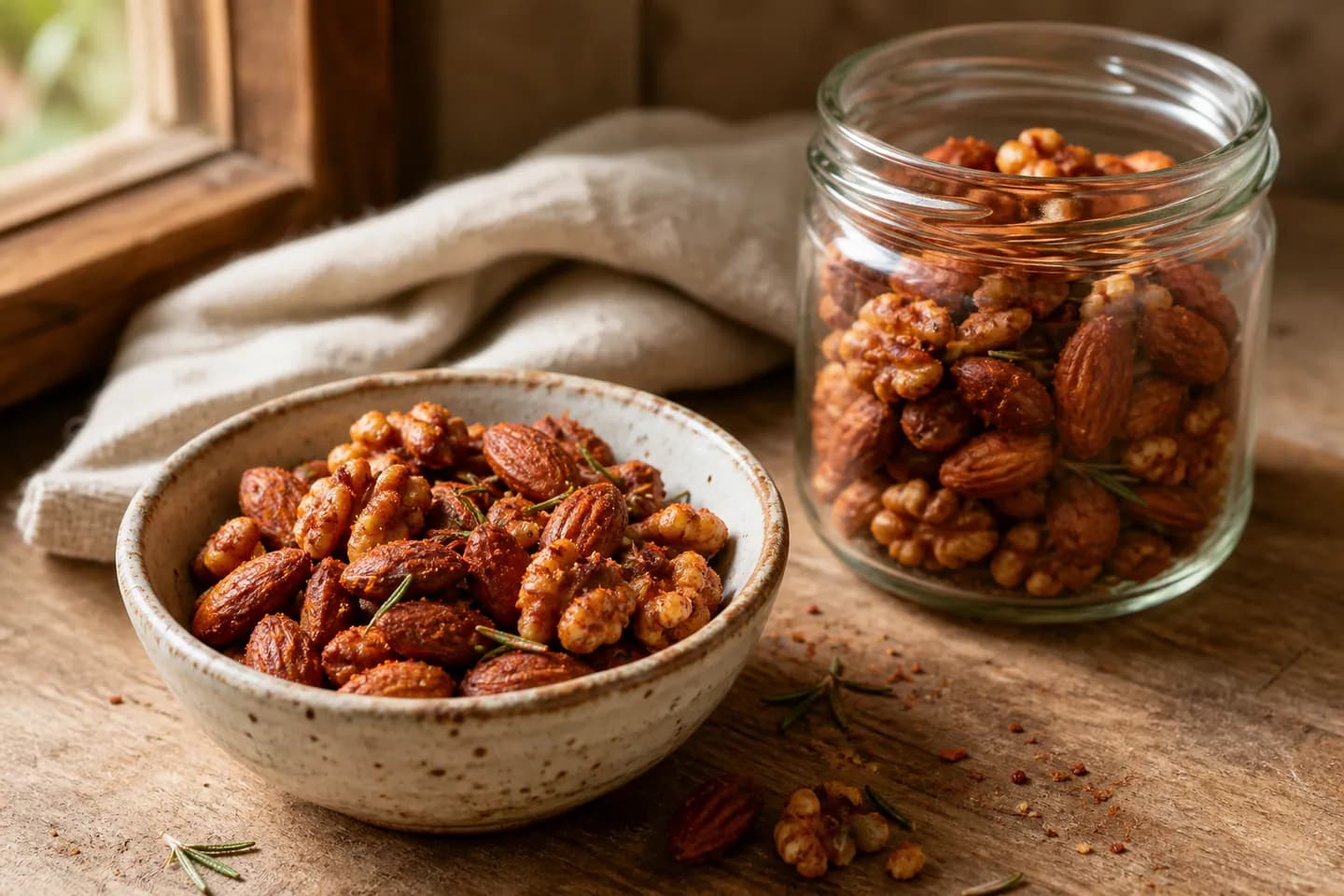 Presentación de Nueces especiadas keto al pimentón