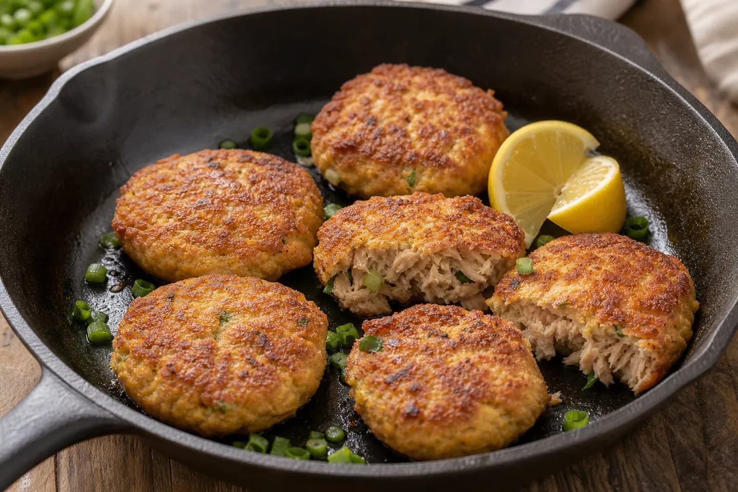 Presentación de Tortitas keto de atún en sartén